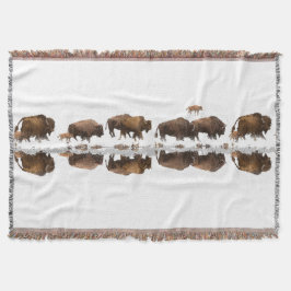 Bison Roaming i Winter Snö | Filt