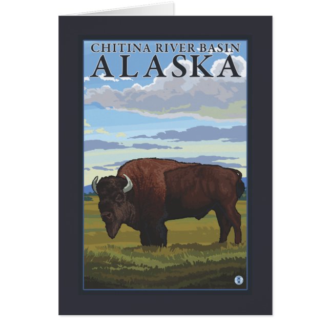 Bison Scene - Chitina River Basin, Alaska Hälsningskort (Framsidan)
