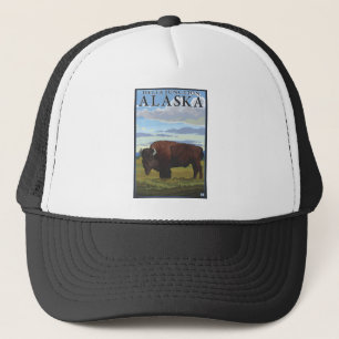 Bison Scene - Delta Junction, Alaska Truckerkeps
