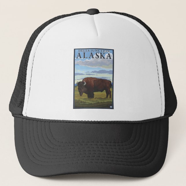 Bison Scene - Delta Junction, Alaska Truckerkeps (Framsida)