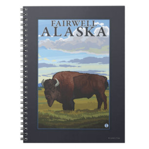 Bison Scene - Fairwell, Alaska Anteckningsbok Med Spiral