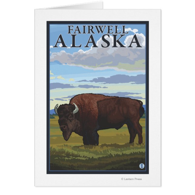 Bison Scene - Fairwell, Alaska Hälsningskort (Framsidan)
