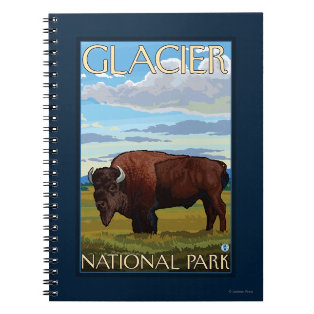Bison Scene - Glacier National Park, MT Anteckningsbok Med Spiral (Framsidan)