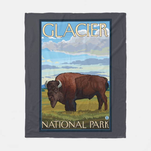 Bison Scene - Glacier National Park, MT Fleecefilt (Framsidan)