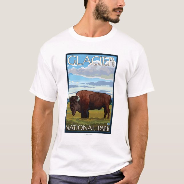 Bison Scene - Glacier National Park, MT T Shirt (Framsida)
