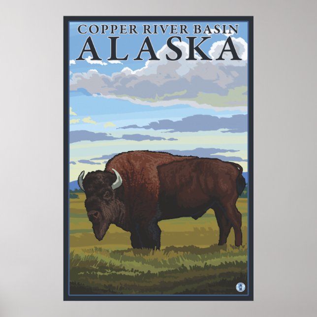 Bison Scene - kopparavrinningsområdet, Alaska Poster (Framsidan)