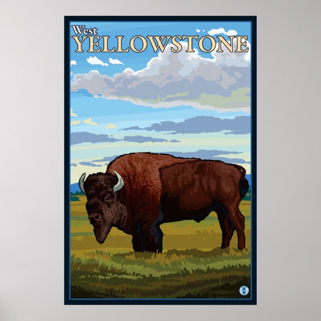 Bison Scene - Väster Yellowstone, Montana Poster (Framsidan)