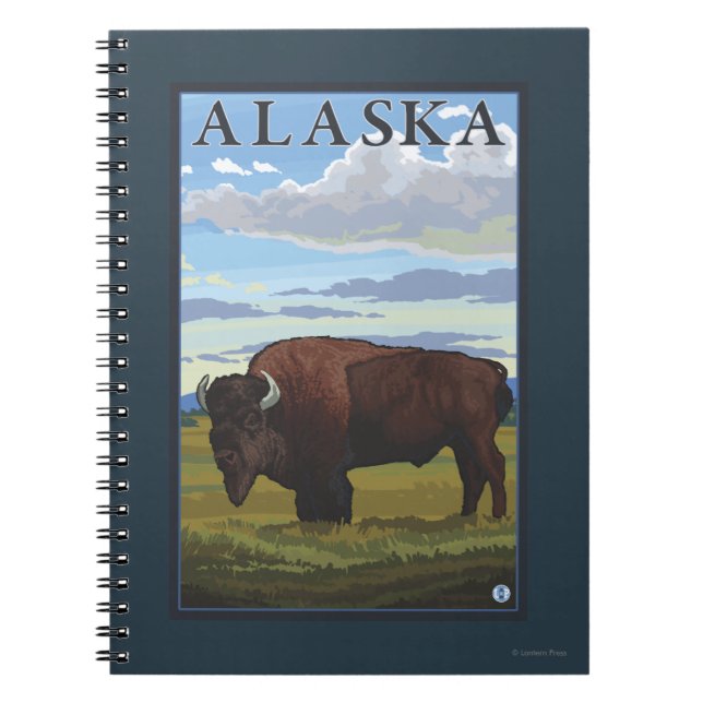 Bison Scene-Vintage resor Poster Anteckningsbok (Framsidan)