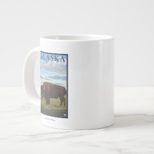 Bison Scene - Vintage resor Poster Jumbo Mugg