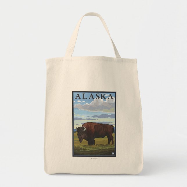 Bison Scene-Vintage resor Poster Tygkasse (Framsidan)