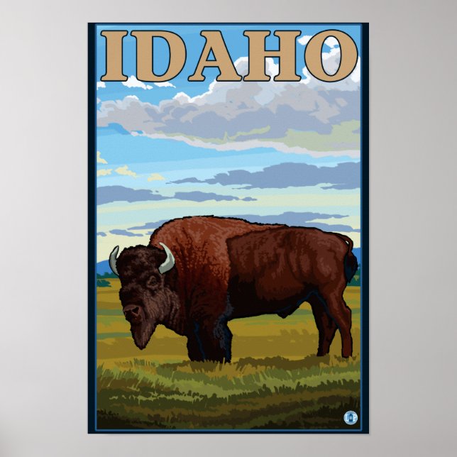 Bison SceneIdahoVintage Travel Poster (Framsidan)