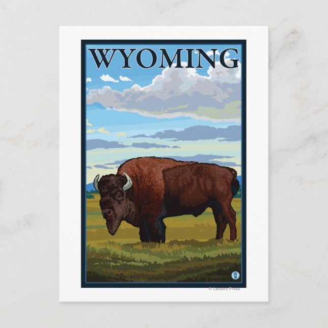 Bison SceneWyomingVintage Travel Poster Vykort (Framsida)
