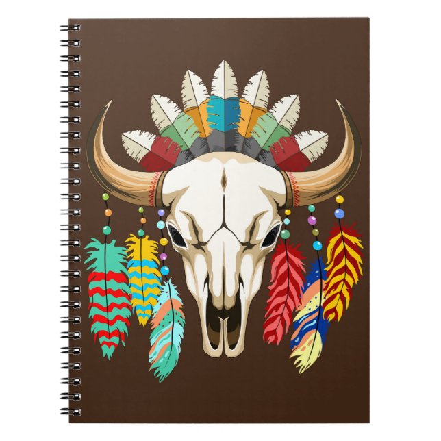 Bison skalle Native American emblem Anteckningsbok (Framsidan)