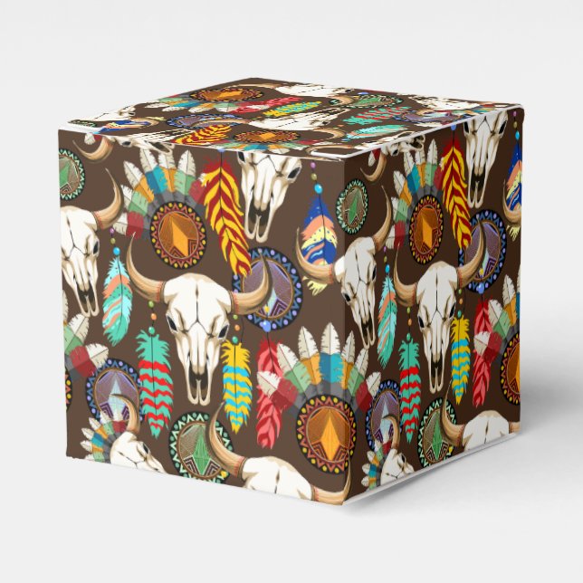 Bison skalle Native American emblem Presentaskar (Framsidan Sidan)