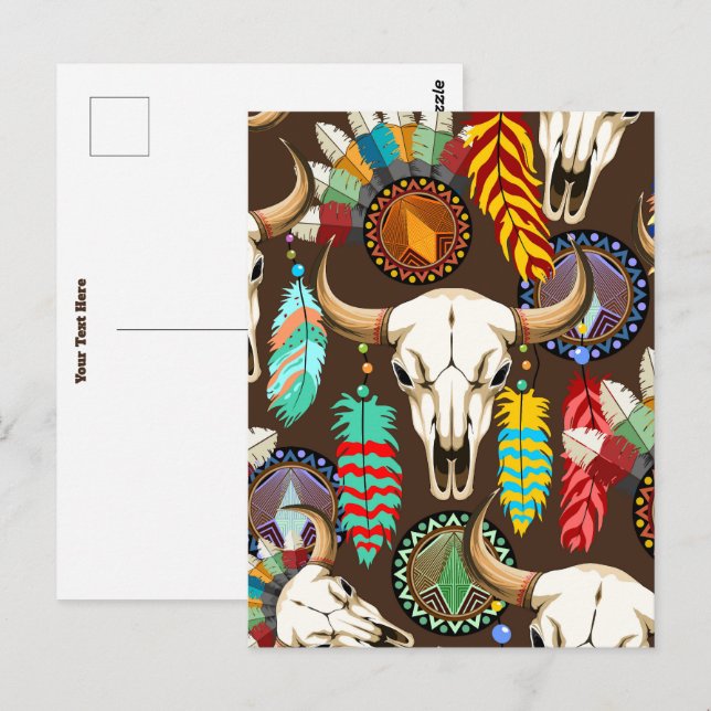 Bison skalle Native American emblem Vykort (Fram/baksida)