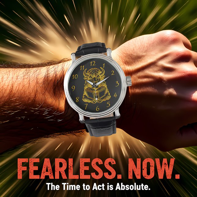 Bison som läser en Bok med Nyfikna uttryck Armbandsur (Skapare uppladdad)