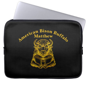 Bison som läser en Bok med Nyfikna uttryck Laptop Fodral