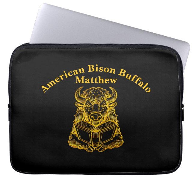Bison som läser en Bok med Nyfikna uttryck Laptop Fodral (Framsidan)