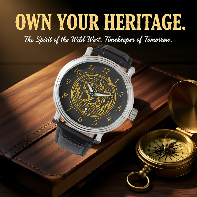 Bison Stands Majestical in a Natural Landcape Armbandsur (Skapare uppladdad)