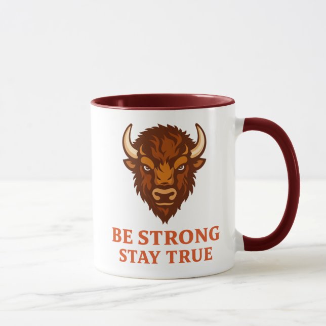 Bison Styrka Inspirerande Grafisk T-Shirt Mugg (Höger)