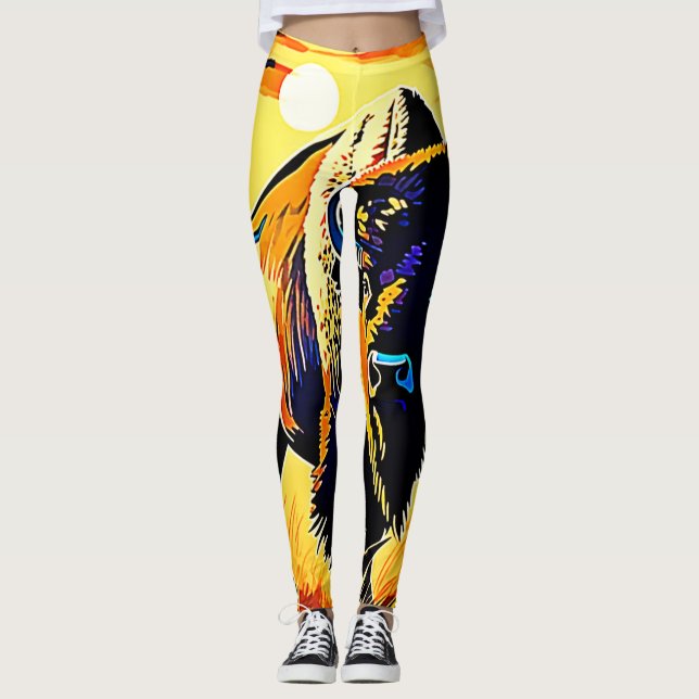Bison Sunset Majesty Design Leggings (Framsida)