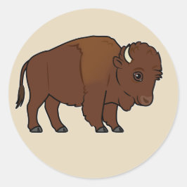 Bison Tecknad Runt Klistermärke