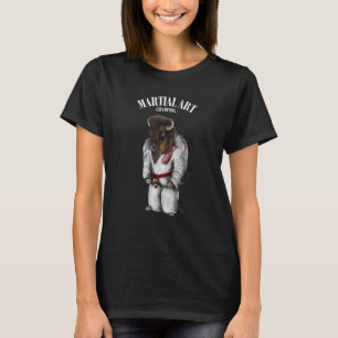 Bison-tjur Judo Karate Mästare i Vit Judogi 1 T Shirt