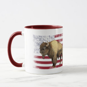 Bison US Buffalo American Flagga USA Mugg