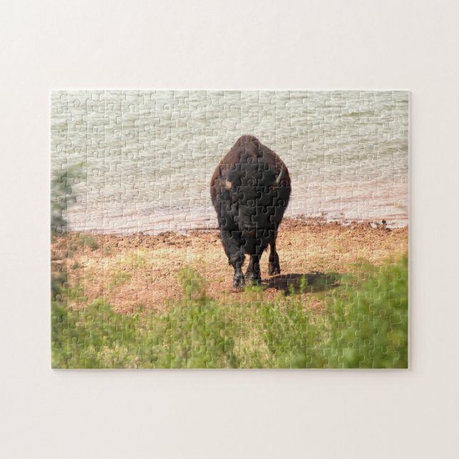 Bison Vid Vatten Pussel (Horisontell)