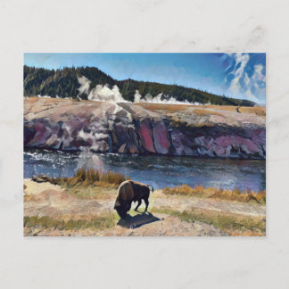 Bison Wyoming Yellowstone Wildlife Art-vykort Vykort