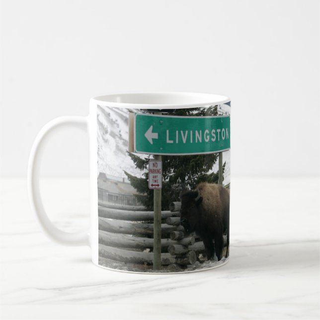 BIson, Yellowstone Entrance, Gardiner, MT Kaffemugg (Vänster)