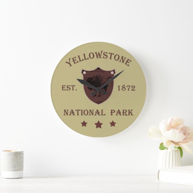 Bison Yellowstone Nationalpark Stor Klocka (Hem)