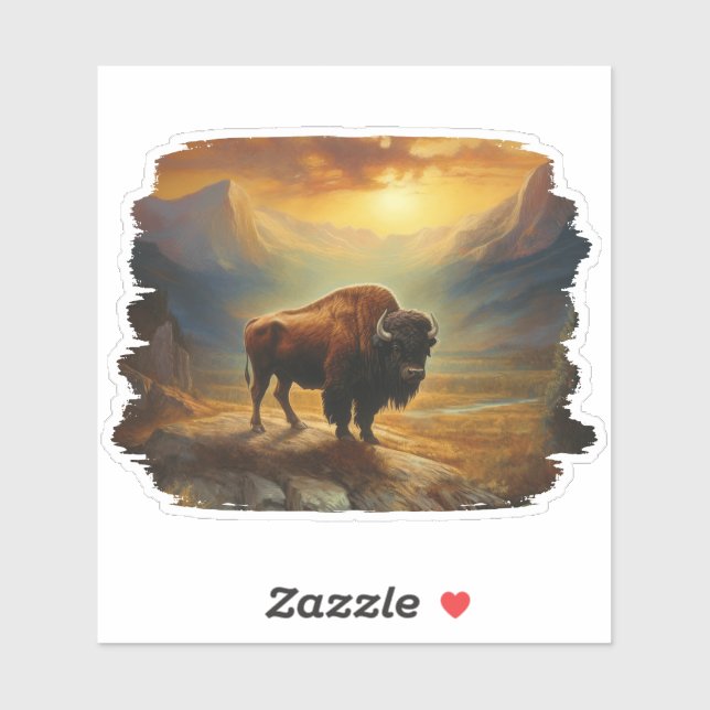 Bisonbuffel Solnedgångsutsikt Klistermärken (Ark)