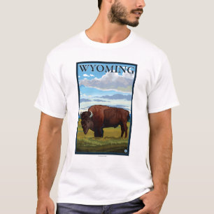 Bisonen SceneWyomingVintage reser affischen Tee Shirt