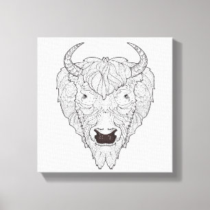 Bisonhuvudklotter 6 canvastryck