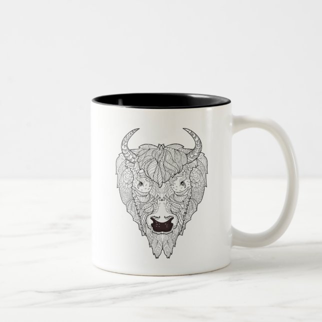 Bisonhuvudklotter Två-Tonad Mugg (Höger)