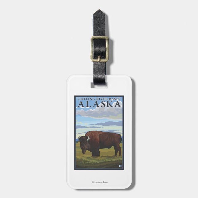 Bisonplats - Chitina flodhandfat, Alaska Bagagebricka (Vertikal Framsida)