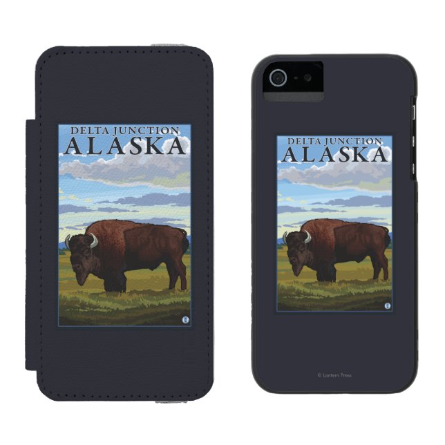 Bisonplats - deltaföreningspunkt, Alaska Incipio iPhone Wallet Skal (Sida vid Sida)