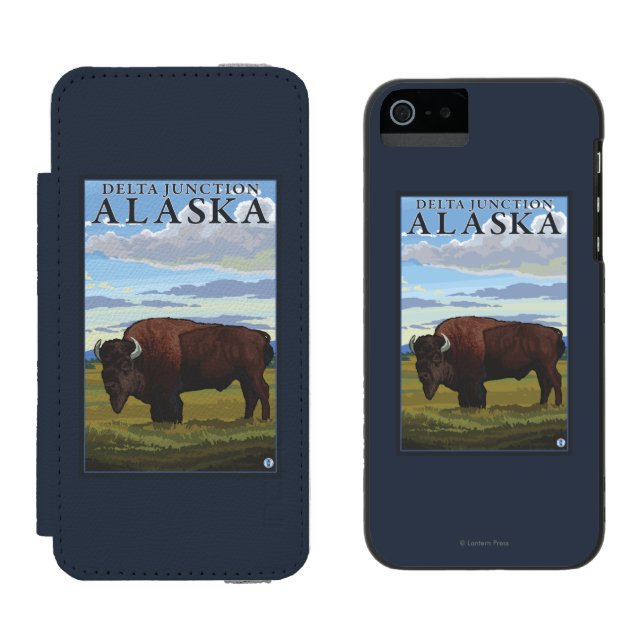 Bisonplats - deltaföreningspunkt, Alaska Incipio iPhone Wallet Skal (Sida vid Sida)