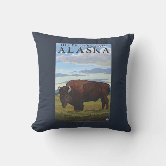 Bisonplats - deltaföreningspunkt, Alaska Kudde (Framsida)