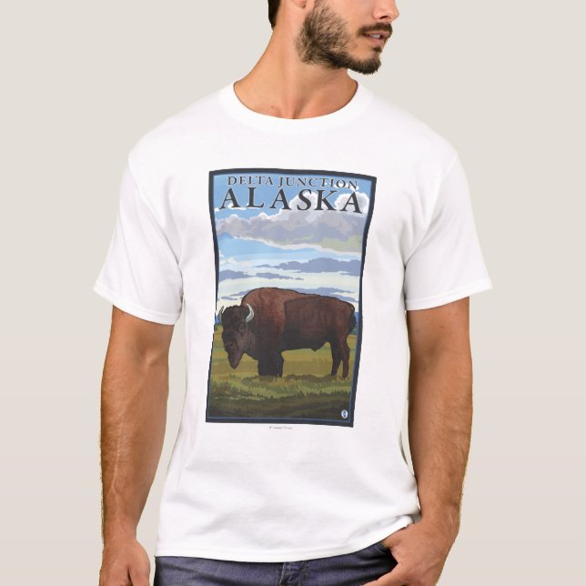 Bisonplats - deltaföreningspunkt, Alaska T Shirt (Framsida)