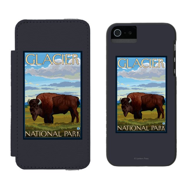 Bisonplats - glaciärnationalpark, MT Incipio iPhone Wallet Skal (Sida vid Sida)