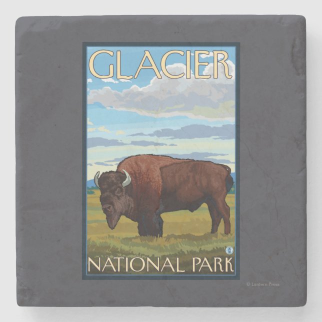 Bisonplats - glaciärnationalpark, MT Stenunderlägg (Framsidan)