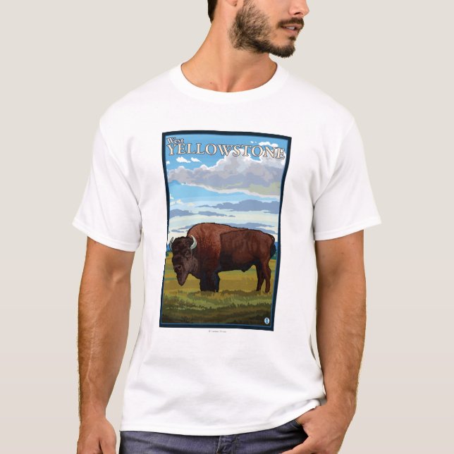 Bisonplats - västra Yellowstone, Montana T-shirt (Framsida)