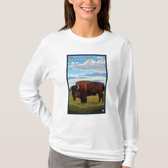 Bisonplats - västra Yellowstone, Montana T Shirt (Framsida)