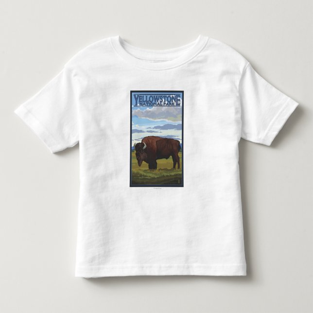 Bisonplats - Yellowstone nationalpark T Shirt (Framsida)