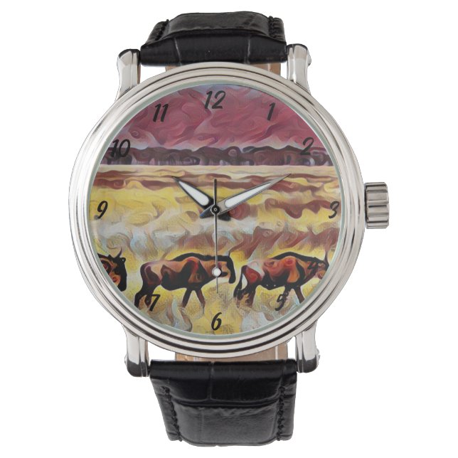 Bisons Home on Range Pop Art, Manar Wristwatch Armbandsur (Framsida)