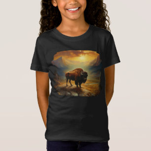 Bisons silhuett i solnedgång t shirt