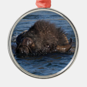 bisonsimning julgransprydnad metall