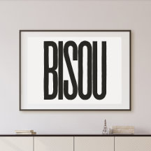 "Bisou"-kyssar i Fransk Black Typography Print